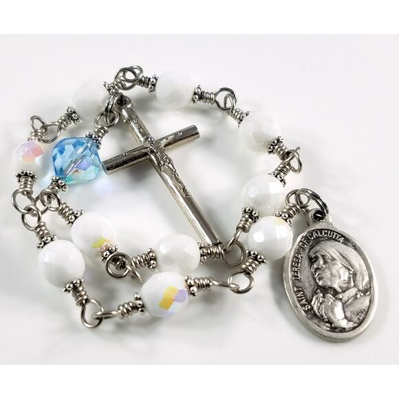 St. Teresa of Calcutta One Decade Rosary, Crystal Beads - Picture 6 of 10